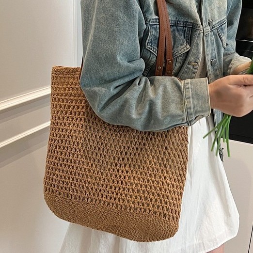 Textured woven handbag for women, Spring 2025 new style, seaside vacation and casual, large-capacity underarm single-shoulder bag for women Specification drawing