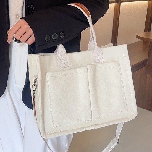 New cross-border large-capacity women's crossbody bag, multi-layer canvas casual retro hand-held casual single-shoulder bag for women full figure