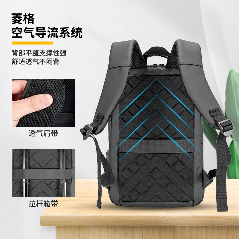 New cross-border simple and lightweight computer business bag, commuting, business trip and travel backpack, men's backpack, student schoolbag Specification drawing