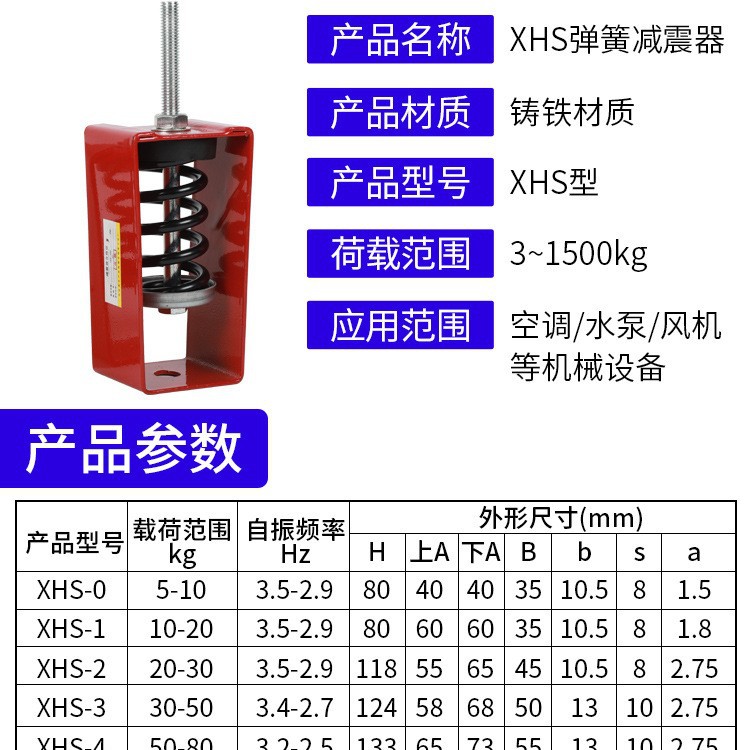 XHS type suspended spring shock absorber hoisting equipment fan central air conditioning ventilation coil damping shock absorption hook Item Picture