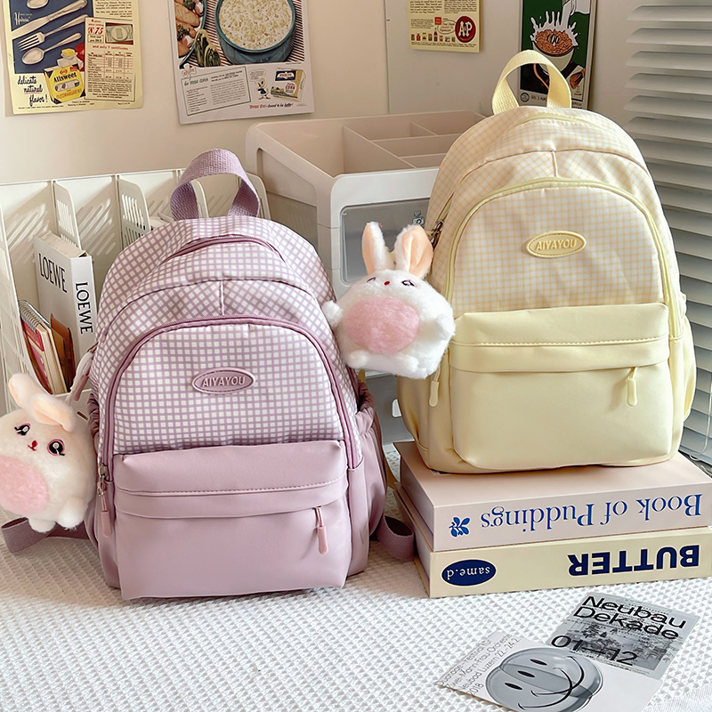 Cross-border soft and cute girl backpack, spring outing travel bag for primary and secondary school students, high appearance level, casual and fashionable schoolbag full figure