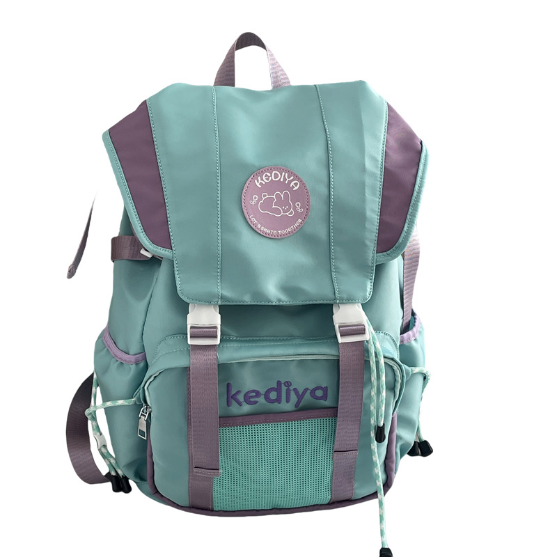 Japanese-style large-capacity student backpack with contrasting color design, casual outdoor sports bag, unisex backpack Item Picture