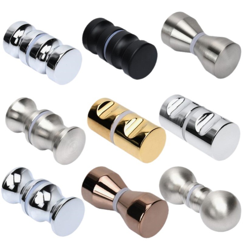 Shower room stainless steel glass single-hole small handle, all-solid aluminum all-gold small twist handle, bathroom glass door small handle Item Picture