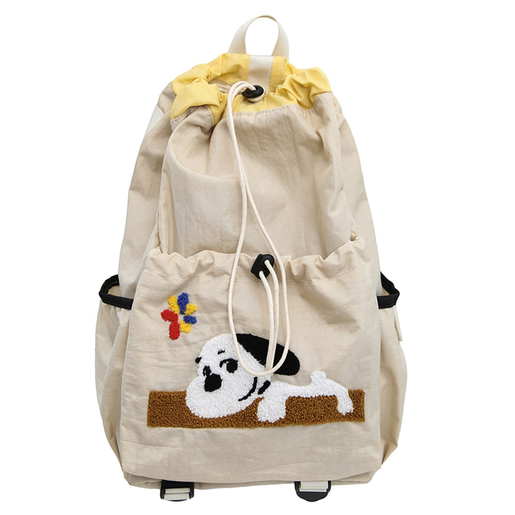 New fashionable, large-capacity, cute puppy backpack, drawstring student school bag, outdoor sports backpack Item Picture