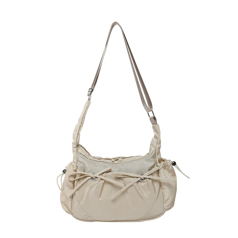 Bow-shaped lightweight nylon fabric bag for women, 2025 new crossbody bag, commuting dumpling bag, college student class bag for women Item Picture
