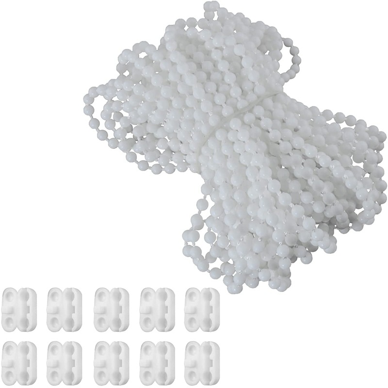 10-meter white close-string 10-bead buckle set, vertical louver accessories, plastic pull bead zipper chain full figure
