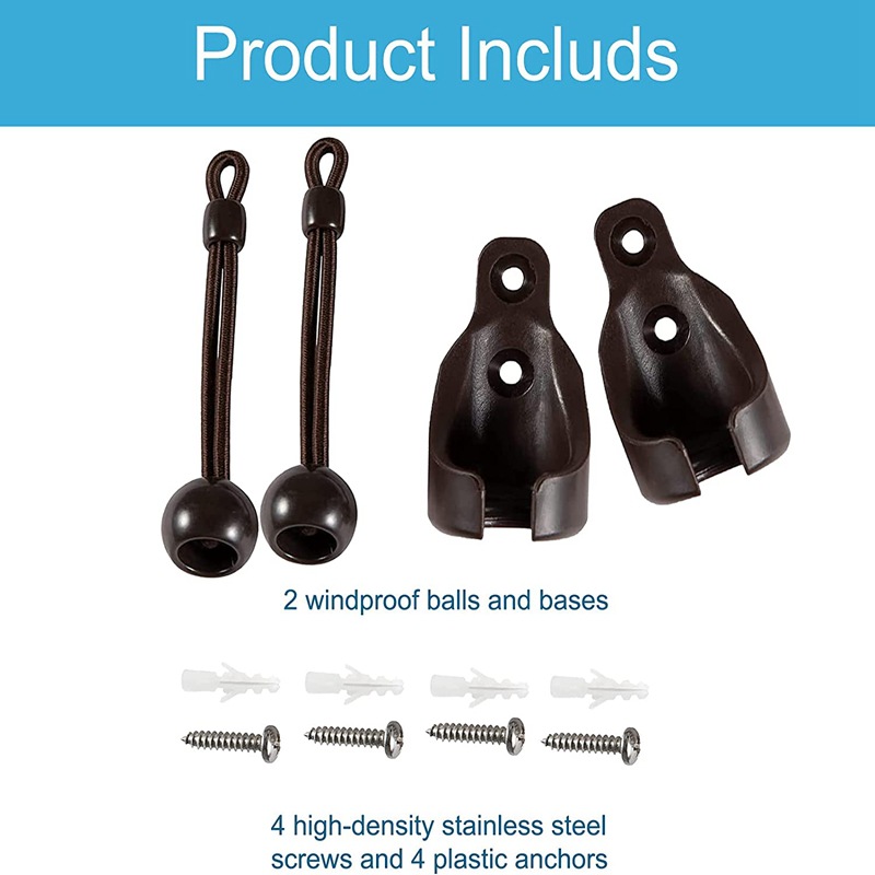 Black windproof ball/seat/plug, outdoor windproof spring ball rope roller shutter fixed hanging rope base plug Specification drawing