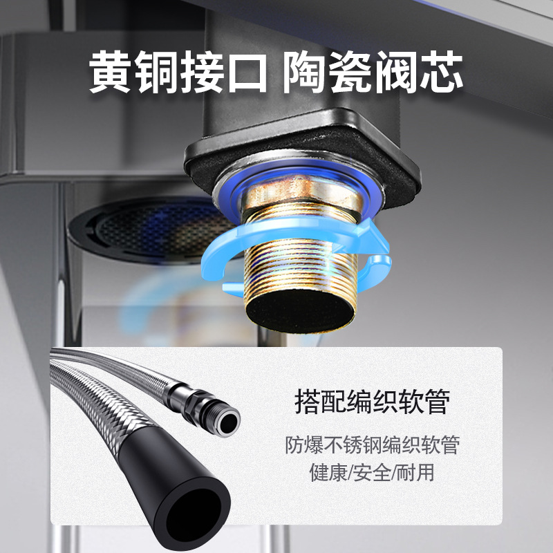Wholesale of life song gun ash washbasin faucet, bathroom cold and hot water faucet, household face and hand washing faucet details Picture