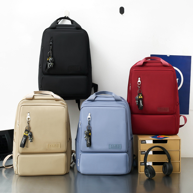 Simple and trendy ins campus style backpack, solid color large-capacity schoolbag for junior and senior high school students, travel computer backpack Specification drawing