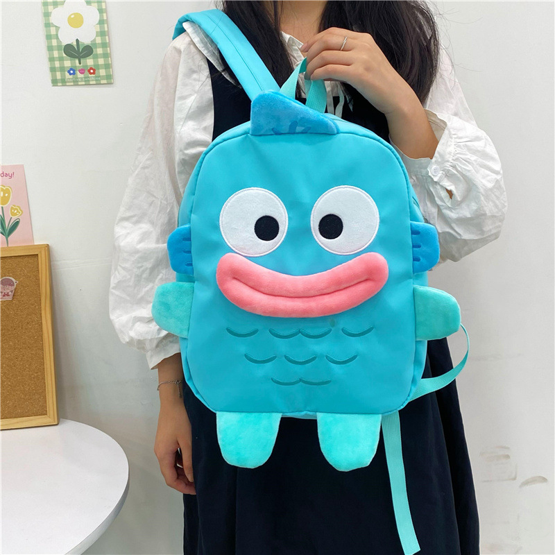 2023 New Japanese-style cute cartoon clownfish backpack, ugly and adorable blue backpack, large capacity backpack for men and women Application Scenario