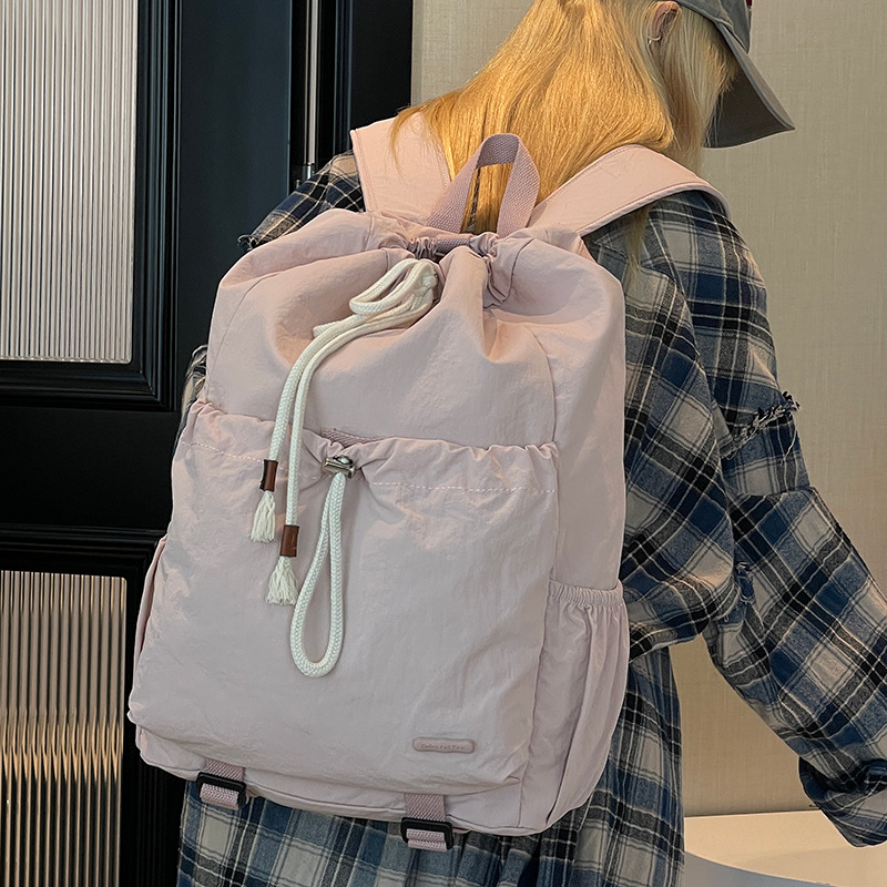 Colorful Fox Korean version of a lady's drawstring student backpack, the same style as the blogger's badminton backpack for outdoor travel Specification drawing