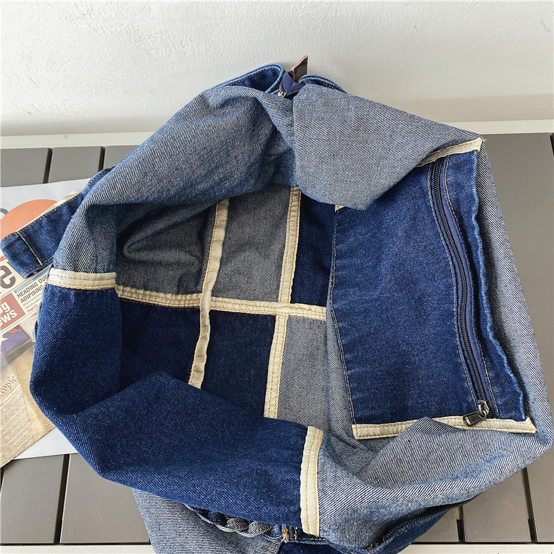 Color-blocked denim bag, single-shoulder bag, large-capacity, artistic and individualistic fabric bag, fashionable and trendy new crossbody bag for men and women Application Scenario