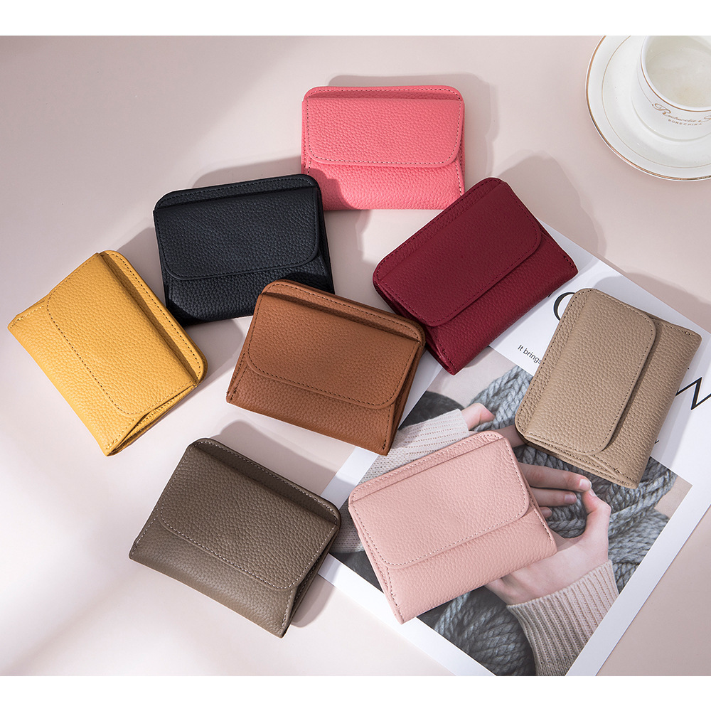 New short pu wallet for Japanese and Korean women, a fashionable first-layer pu multi-slot card bag, a coin purse, and an ins trendy wallet details Picture