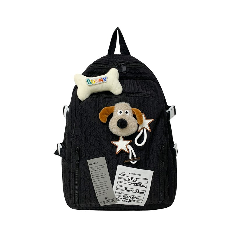 2025 New pleated and laid-back style backpack, star cute dog, double shoulders, ins Japanese sweet girl, large capacity schoolbag Item Picture