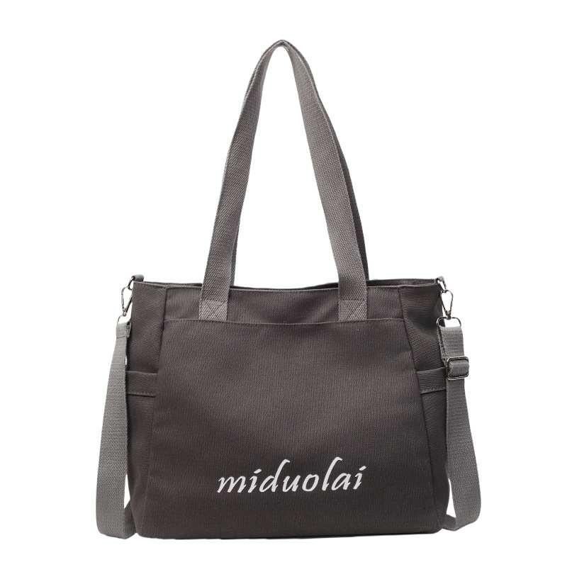 ins Korean style niche design canvas bag, women's high-end large bag, single-shoulder bag, large capacity, versatile commuter tote bag Item Picture