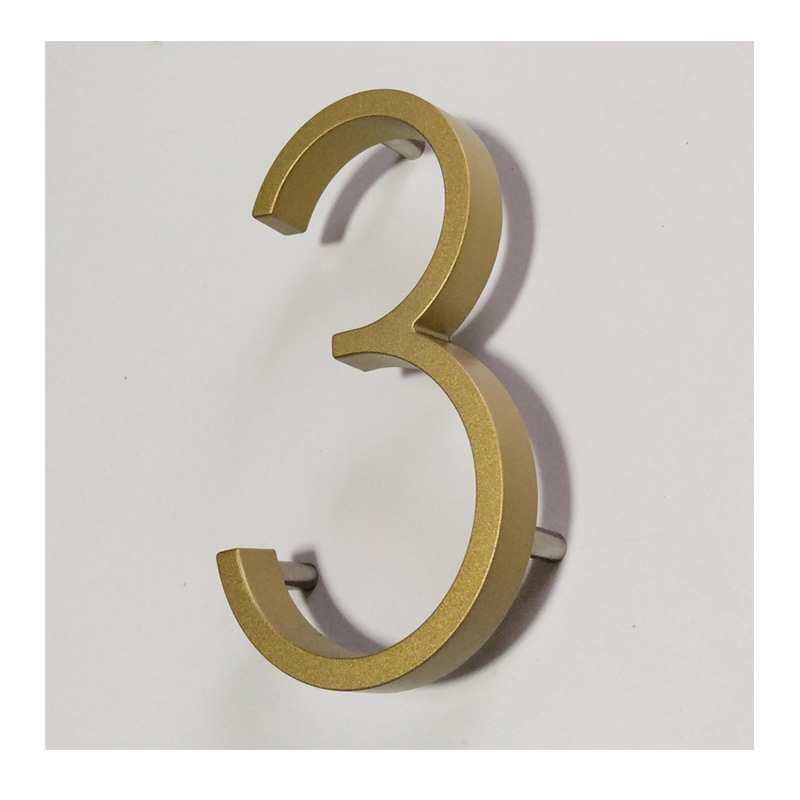 Cross-border personalized zinc alloy house number with a height of 127mm, golden homestay hotel villa house number Application Scenario
