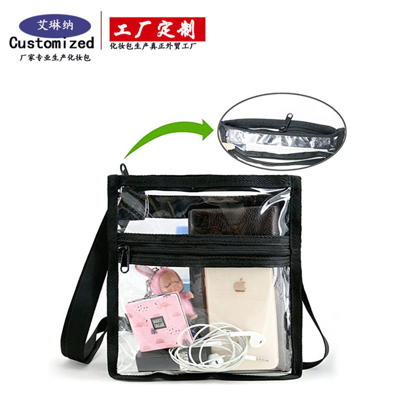 Cross-border transparent PVC crossbody bags, outdoor sports bags, stadium bags, large-capacity storage bags, processing and customization details Picture