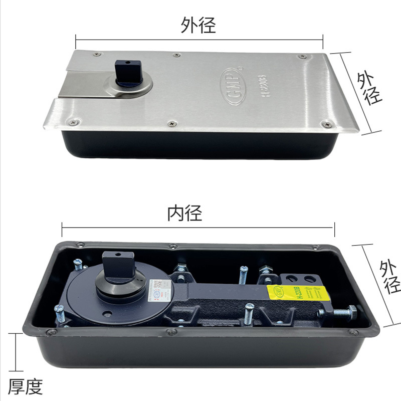 Factory wholesale glass door floor spring, wooden door, aluminum alloy hydraulic buffer, frameless glass door floor spring accessories details Picture
