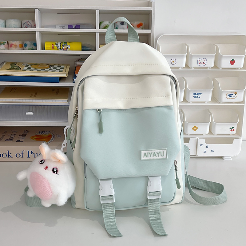 New large-capacity casual schoolbag for girls, cute and lightweight travel backpack, college style backpack for junior high school, senior high school and primary school students Specification drawing
