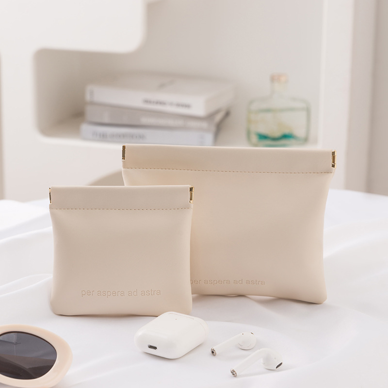 Multi-functional PU storage bag, red envelope, waterproof key, makeup bag, portable earphone storage, automatic closing storage bag full figure