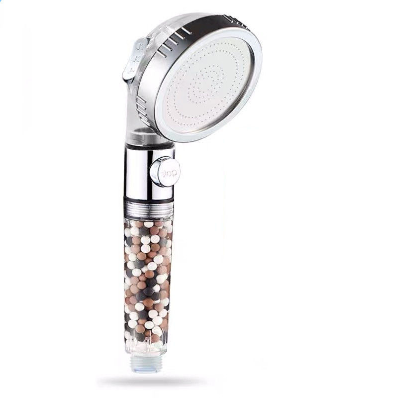 Three-speed negative ion shower head, pressure-increasing water-saving, multi-functional handheld filtering spa shower head Item Picture