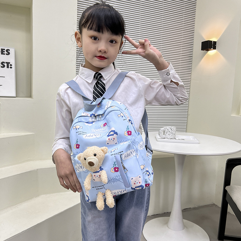 Schoolbag: Cute for junior high school girls, large capacity backpack for senior high school students, cartoon for primary school students, simple forest-themed small backpack for travel details Picture