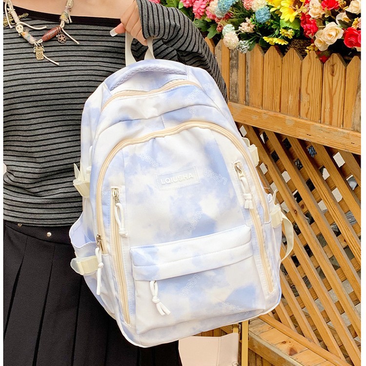 Personalized and trendy tie-dyed backpacks for male and female college students, fashionable backpacks for junior high school and senior high school students, large-capacity backpacks full figure