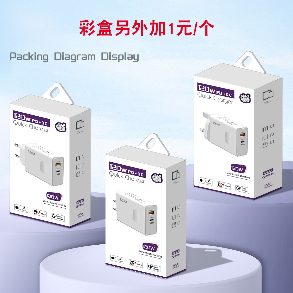 120W super fast charging flash charging European and American standard mobile phone charger, suitable for Apple 15, Huawei and Xiaomi charging heads Application Scenario