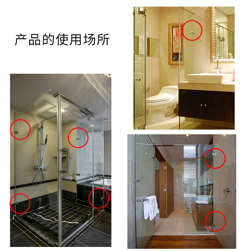 Shower room hinges, square stainless steel glass clamps, bathroom hardware accessories, partitions, hotel fixed clamps, factory direct sales Specification drawing