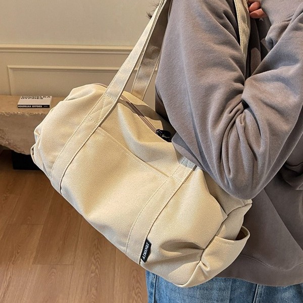 Casual new trendy Japanese-style artistic pure cotton canvas handbag, single-shoulder bag, Boston bag, casual bag and travel bag Specification drawing