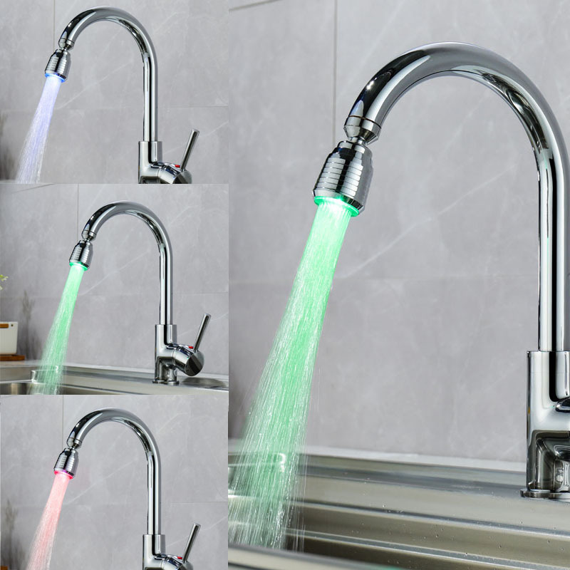 LED rotatable faucet temperature control three-color pulley pattern seven-color color-changing luminous faucet SDF-B16 full figure