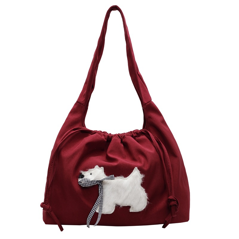 A new large-capacity casual commuting bag for women, a lightweight and versatile single-shoulder bag, and a plush puppy casual commuting tote bag Item Picture