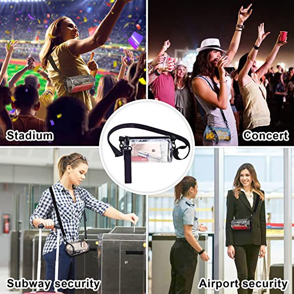 New cross-border transparent pvc cylindrical crossbody bag, stadium visual tote bag, small change, mobile phone storage bag Specification drawing