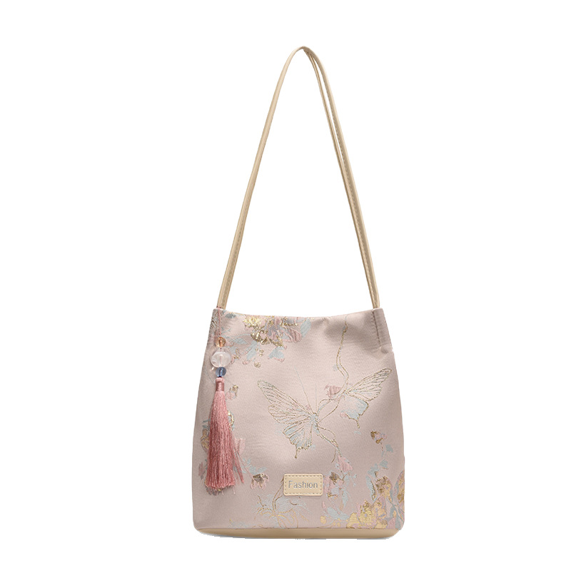 Factory-customized new Chinese-style bags for women, summer fashion, Chinese-style embroidered bucket bags, casual and versatile single-shoulder bags Item Picture