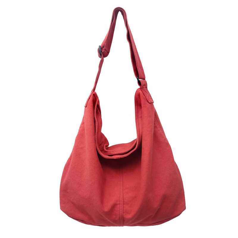 Lazy feng shui wash canvas bag, large-capacity crossbody bag for women, artistic youth single-shoulder bag, simple tote bag from Japan and South Korea Item Picture