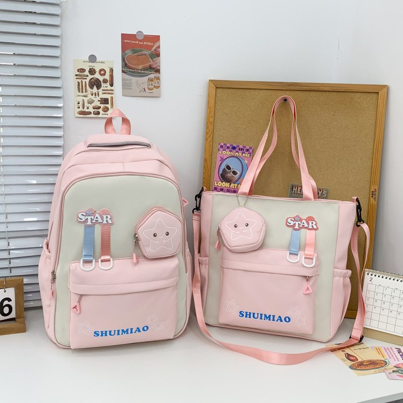 Cute star girl schoolbag, fresh and sweet girl, high school student on both shoulders, junior high school student bag, large-capacity travel backpack Specification drawing