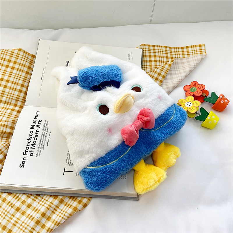 Korean style Instagram handbag cartoon duck plush bag for women 2021 New soft, cute and large capacity children's bag Specification drawing