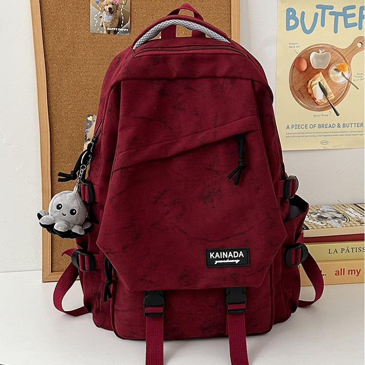 A new Spring 2025 outing backpack in solid color, a large-capacity, casual and simple schoolbag for junior and senior high school students details Picture