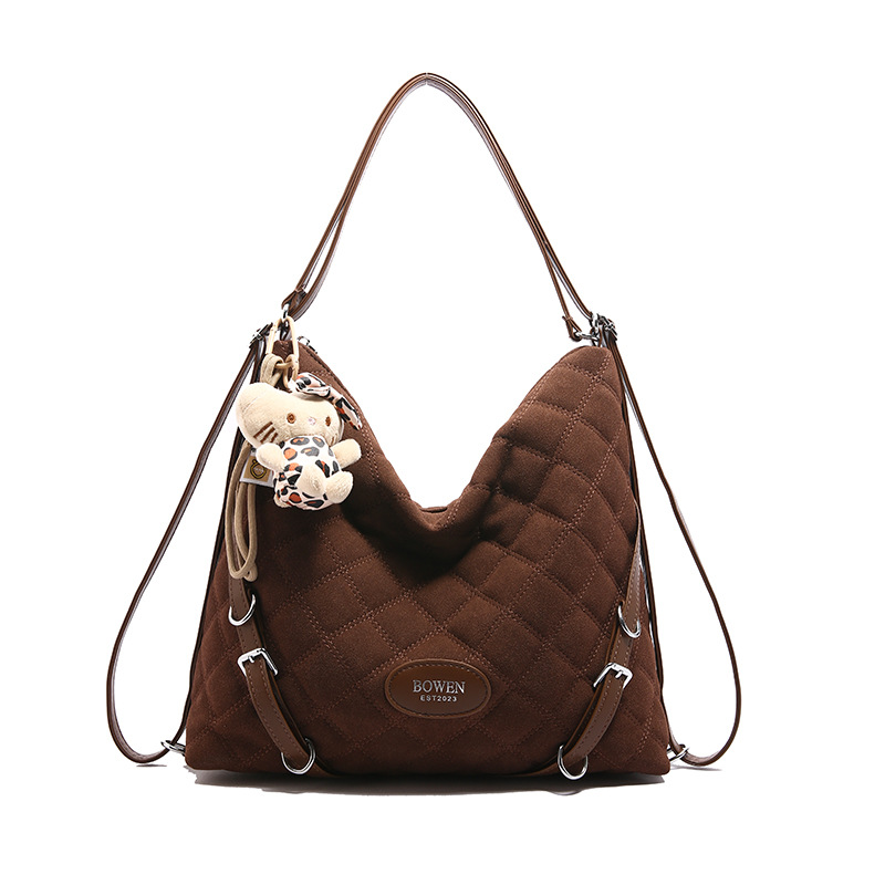New large-capacity single-shoulder crossbody bag, Korean version autumn and winter versatile and niche tote bag, multi-functional diamond-shaped backpack Item Picture