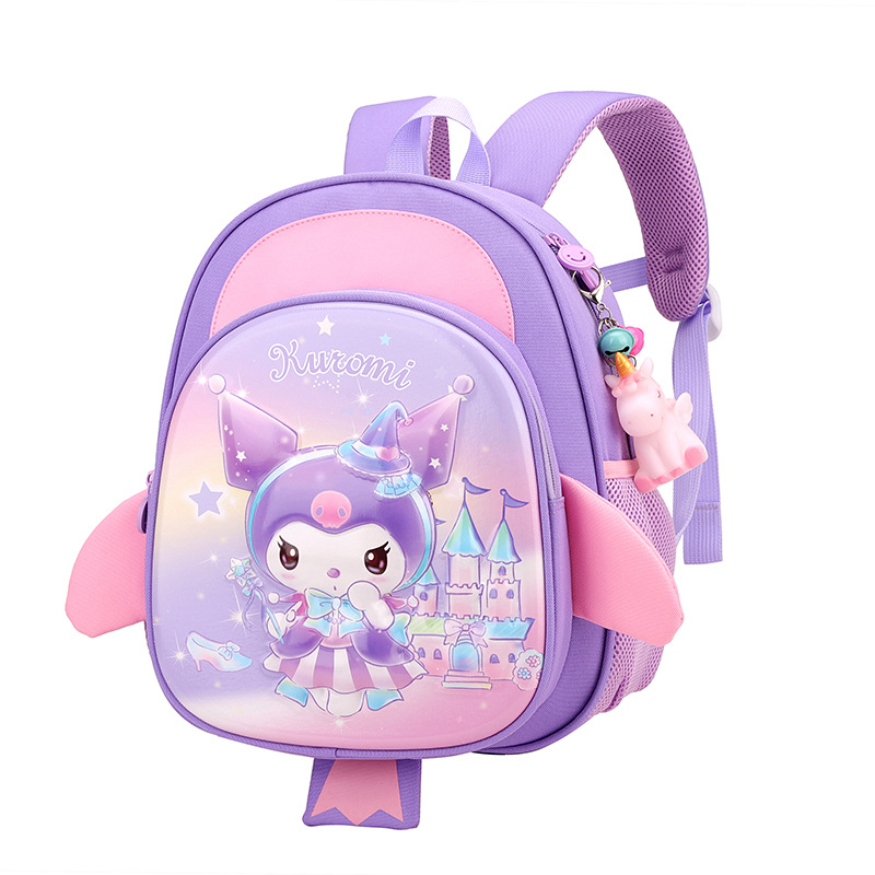 The new children's schoolbag is a cute cartoon Kuromi hard shell bag for girls aged 3 to 6. It is lightweight and reduces the burden on both shoulders Specification drawing
