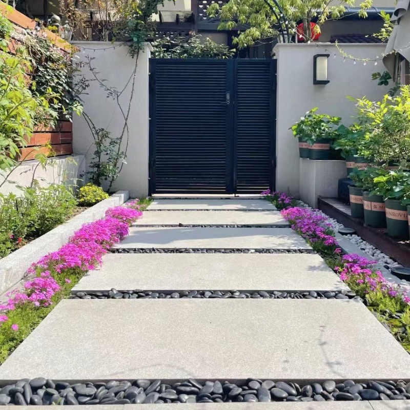 Granite flamed slabs, stepping stones, lawn footpads, paving stones, stair steps, treads, flower beds, fence top stones details Picture