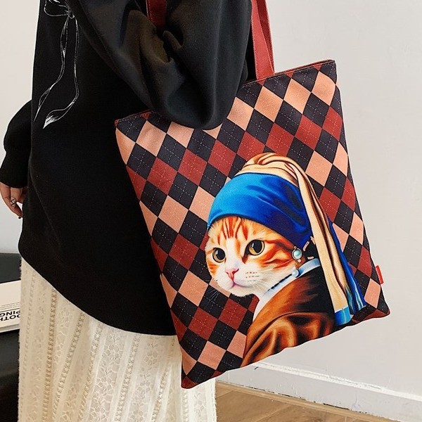 New handcrafted leopard print kt cat pleated lace cute cartoon women's trendy single-shoulder bag for autumn and winter fashion Specification drawing