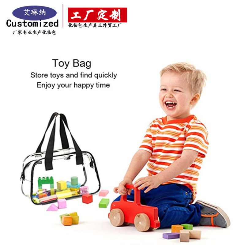 Customized large-capacity PVC transparent handbags for travel, portable mini children's toy bags and cosmetic bags Application Scenario