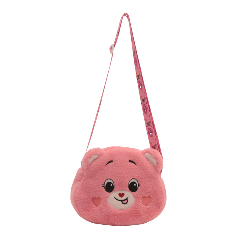 New cartoon rainbow heart bear crossbody bag claw machine doll exchange birthday gift plush toy manufacturer wholesale Item Picture