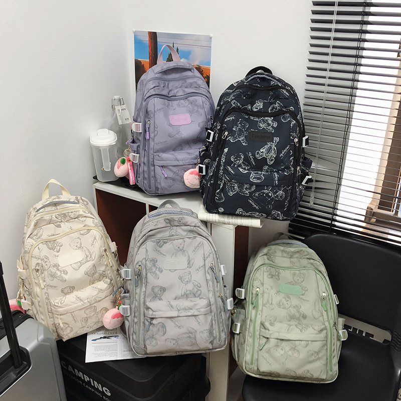 Cute pendant casual backpack, high school bag, female college student, high appearance level, large-capacity computer bag details Picture