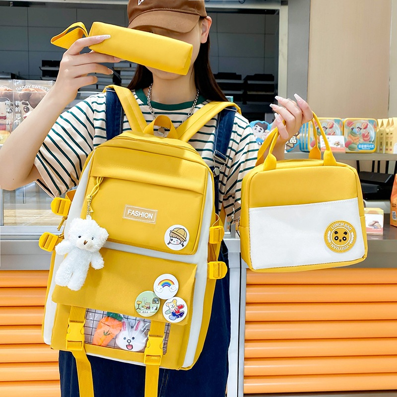 Wholesale of campus student schoolbags in stock, Korean version large-capacity girls' backpacks, lightweight and versatile casual backpacks details Picture