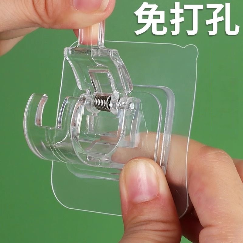 Curtain rod hook, no need for drilling, curtain hanging rod frame, home wall-mounted adhesive bracket clip, door curtain telescopic rod adhesive hook details Picture