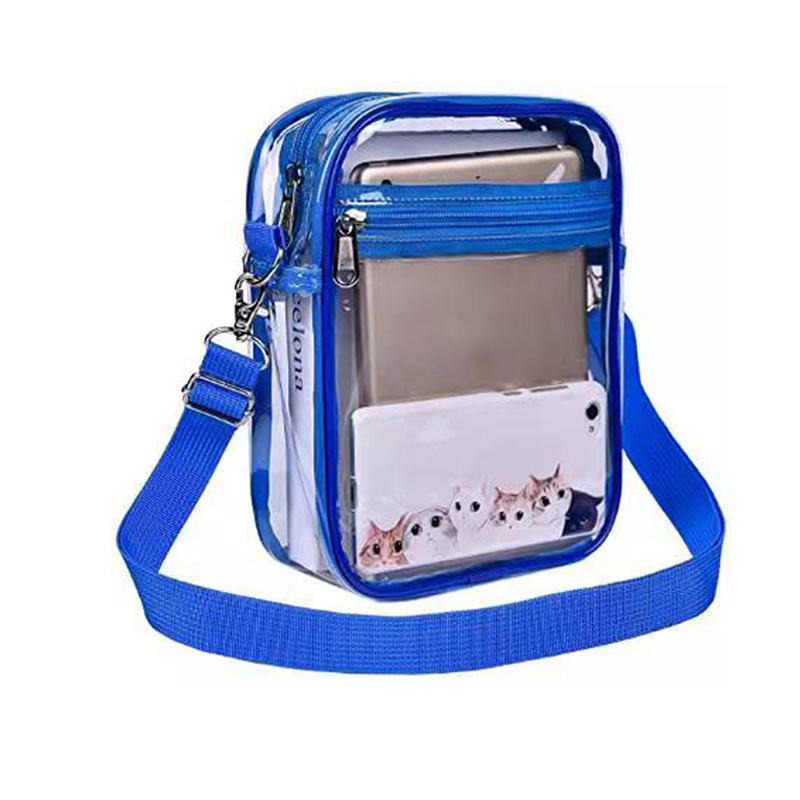 In-stock Amazon cross-border transparent PVC single-shoulder crossbody bag, portable color waterproof transparent wallet bag for sports venues Specification drawing