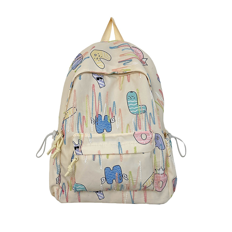 This is a high-appearance-level, large-capacity, ins style backpack for junior high school, senior high school and college students. It's a simple and cute campus backpack Item Picture