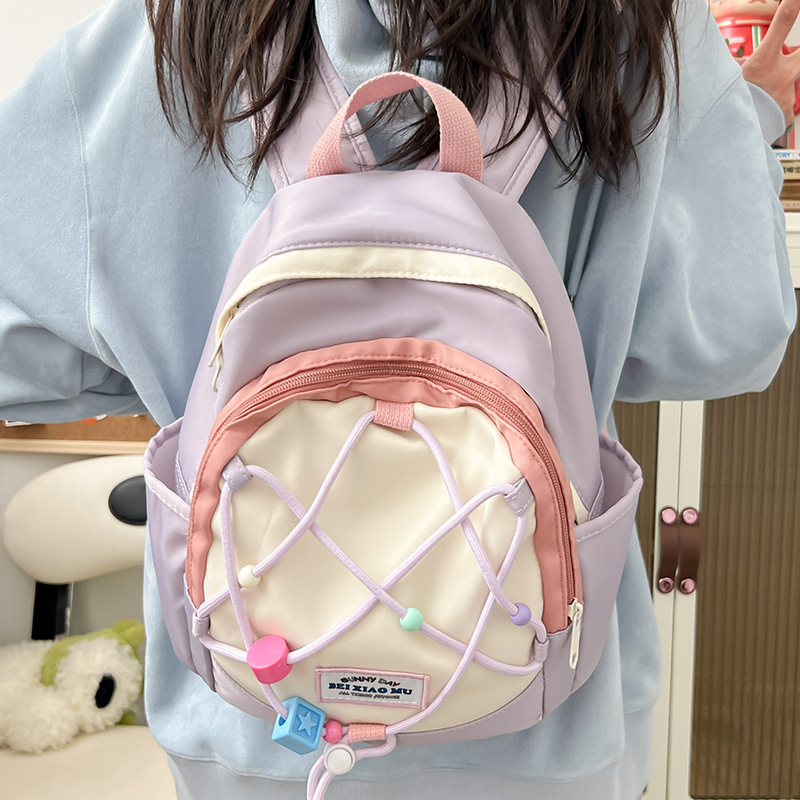 Cross-border fresh and cute girl's small schoolbag, small backpack, simple color contrast, light backpack for kindergarten and primary school students Specification drawing